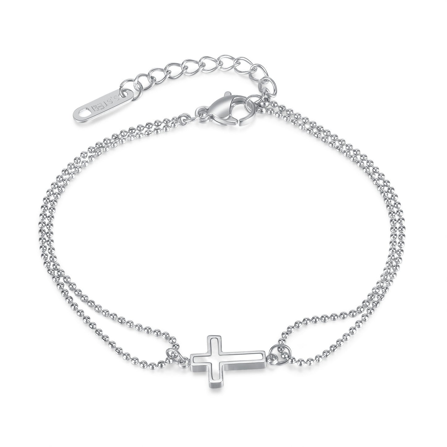 Double-layer Beads Chain Titanium Steel Bracelet